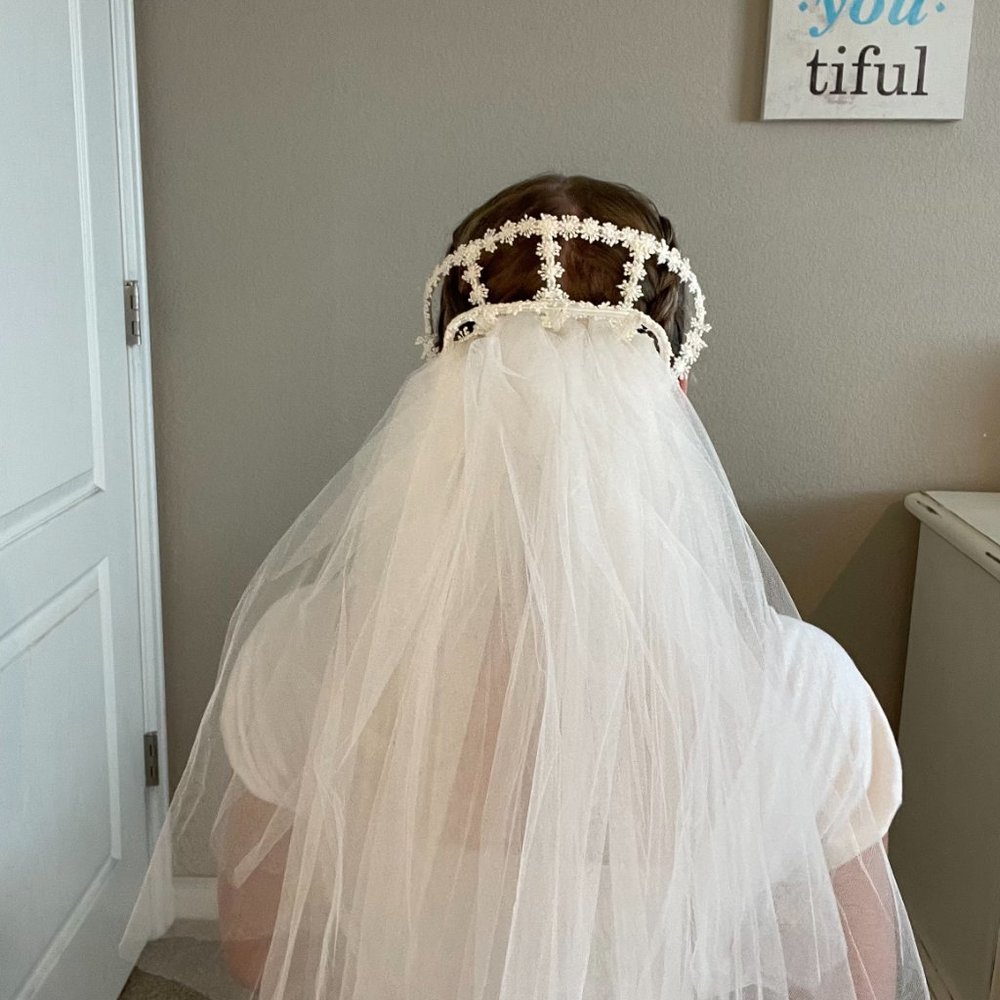 Vintage Lace Wedding Gown and Veil - Picture 5 of 15